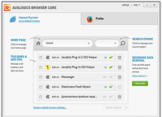 Auslogics Browser Care – управління розширеннями у браузерах