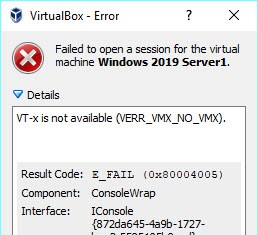 Помилка «vt-x is not available» при запуску віртуальної машини virtualbox